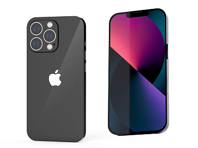 Apple iPhone Smartphone with Triple Camera Sleek Black Design and Colorful Gradient 3d model