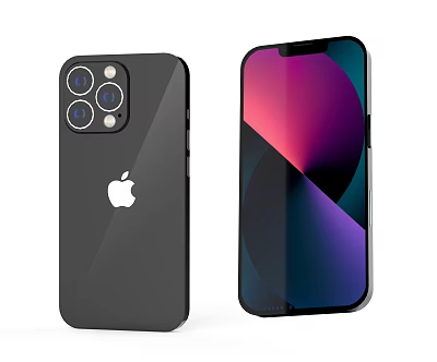 Apple iPhone Smartphone with Triple Camera Sleek Black Design and Colorful Gradient 3d model