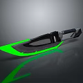 Futuristic Green And Black Tactical Knife With Metallic Handle And Sharp Blade