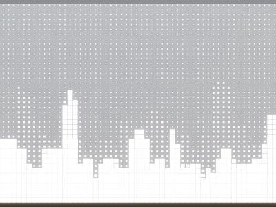 Building Facade Design With City Skyline Silhouette White Contour And Gray Dot Pattern Background 3d model