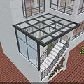 Stylish Glass Sunshade Canopy For Modern Villa Outdoor Exterior With Charming Natural Courtyard Design
