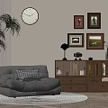 Comfortable Lazy Sofa In Living Room With Bookshelf Clock Framed Pictures And Plant
