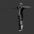 Intricate Medieval Armor Figure With Outstretched Arms And Sword 3d model