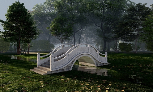 Chinese-style bridge ancient arch bridge 3d model