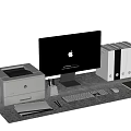 Apple computer combination computer printer office supplies keyboard mouse 3d model