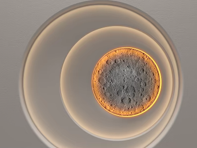 Circular Modern Minimalist Wall Lamp With Moon Surface Texture Multi Layered Ring Warm Yellow Light 3d model