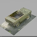 Vintage Old Toy Convertible Car On Base With Dirt And Grass
