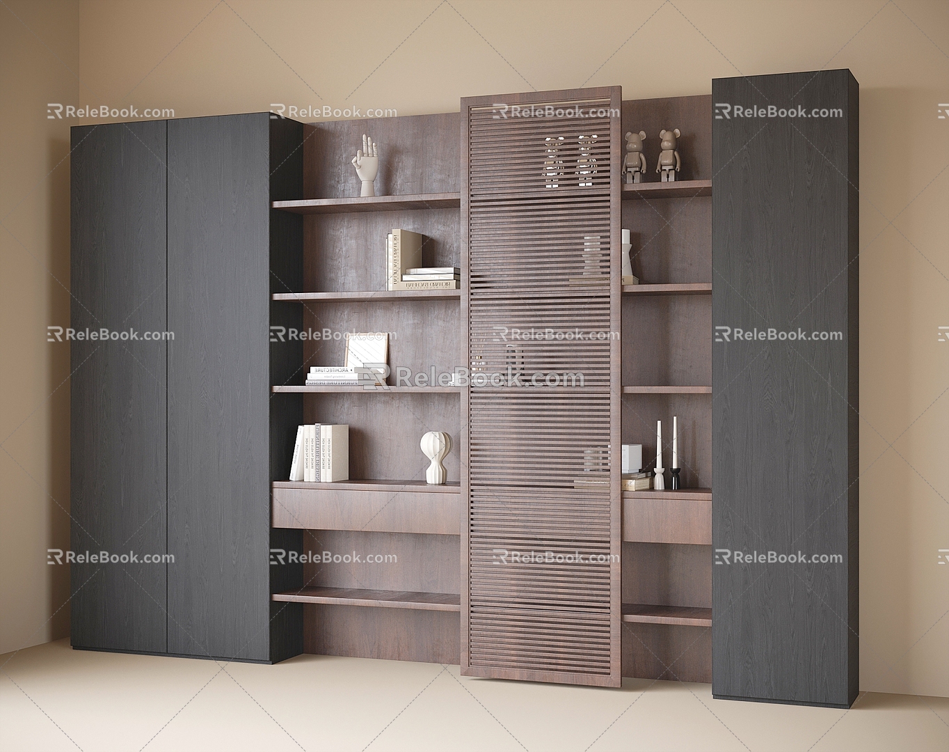 Modern Bookcase Full Wall Bookcase 3d model