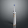 Sleek White Electric Toothbrush with Blue Brush Head and Gold Accents Design