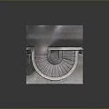 Architectural Model Featuring Spiral Staircase With Detailed Steps And Concrete Platform