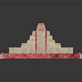 Stepped Pyramid Architectural Structure With Stone Terraces Staircases And Red Edge Accents