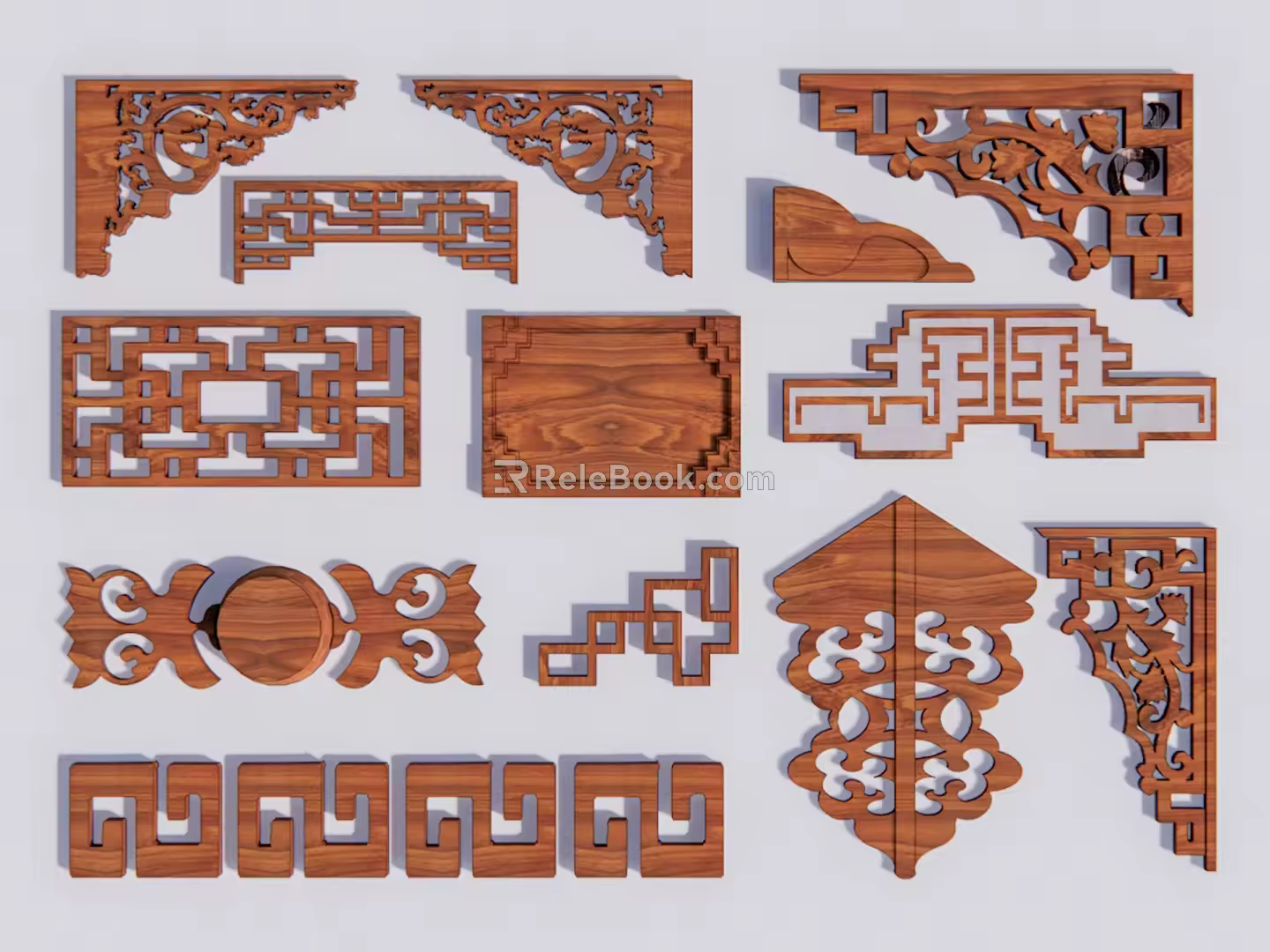 Chinese-style Carved Component Lattice Beam Leg Railing Guardrail Pane Corner Flower Corner Lattice 3d model