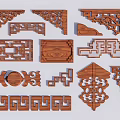 Chinese-style Carved Component Lattice Beam Leg Railing Guardrail Pane Corner Flower Corner Lattice 3d model