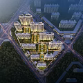 Aerial Planning of Modern Residential Community with Central Green Spaces and Surrounding Road Network