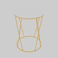 Round Accent Table With White Marble Top And Gold Geometric Metal Frame