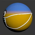 Cute Emoji Ball Wearing Face Mask With Big Eyes Eyebrows Blue Yellow Pink Gradient Colors