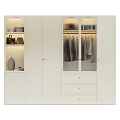 White Modern Wardrobe With Glass Doors Hanging Clothes Drawers And Display Shelves