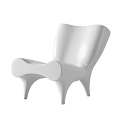 Modern White Leisure Chair With Unique Curved Backrest And Sleek Smooth Surface