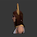 Mythical Female Character With Red Gold Headdress Golden Collar And White Attire Near Creature