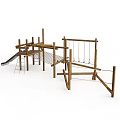 Outdoor Wooden Playground Equipment With Climbing Structure Slide Net And Ladder