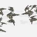 Diverse Mechanical Sci Fi Flying Vehicles with Intricate Metallic Structures 3d model