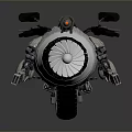 Futuristic Metallic Motorcycle Featuring Jet Engine And Industrial Design Details