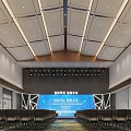 Modern Conference Room For Innovative Technology Digital Economy Summit Forum With Large Screen And Chairs