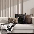 Decorative Throw Pillows On Light Colored Sofa With Different Textures Colors And Modern Design 3d model