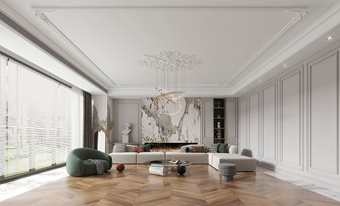 French Living Room Simple Guest Dining Room 3d model