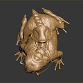 Decorative Golden Toad Statue With Shiny Surface Neck Collar And Back Ornament