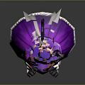 Game Movie Character With Purple Hair Cat Ears Yellow Eyes White Purple Maid Dress
