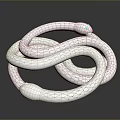 Silver Snakes Coiled and Intertwined With Scaly Texture Heads Facing Each Other