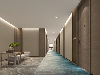 New Chinese Hotel Corridor Aisle 3d model