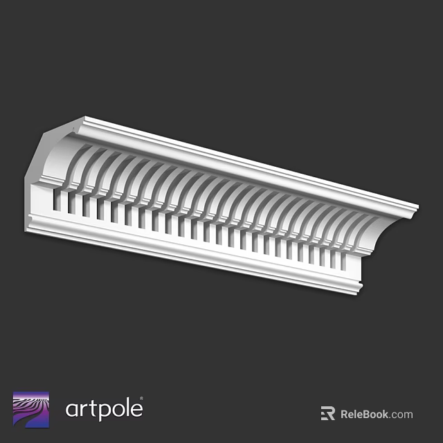 White Decorative Architectural Component With Intricate Grooves And Classic Design 3d model 