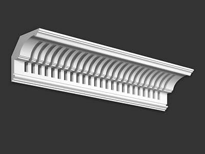 White Decorative Architectural Component With Intricate Grooves And Classic Design 3d model