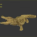 Crocodile Model With Open Mouth And Golden Brown Texture On Black Surface