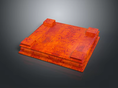 Orange Square Board Game with Textured Surface and Corner Protrusions for Board Game Entertainment 3d model