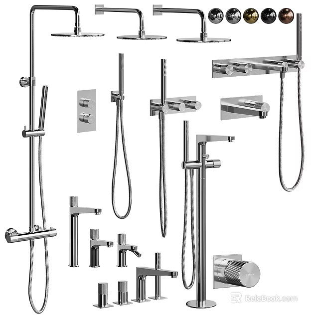 Modern Chrome Shower System With Handheld Sprayer Fixed Head And Controls 3d model 