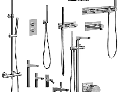 Modern Chrome Shower System With Handheld Sprayer Fixed Head And Controls 3d model