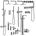 Modern Chrome Shower System With Handheld Sprayer Fixed Head And Controls
