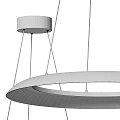 Modern Circular Double Layer Pendant Light With White Black Rings And Brass Details