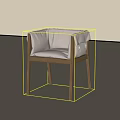 Modern Minimalist Accent Chair With Light Fabric Upholstery And Wooden Legs