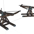 Ancient Siege Weapons Wooden Catapults With Metal Components And Sturdy Stands