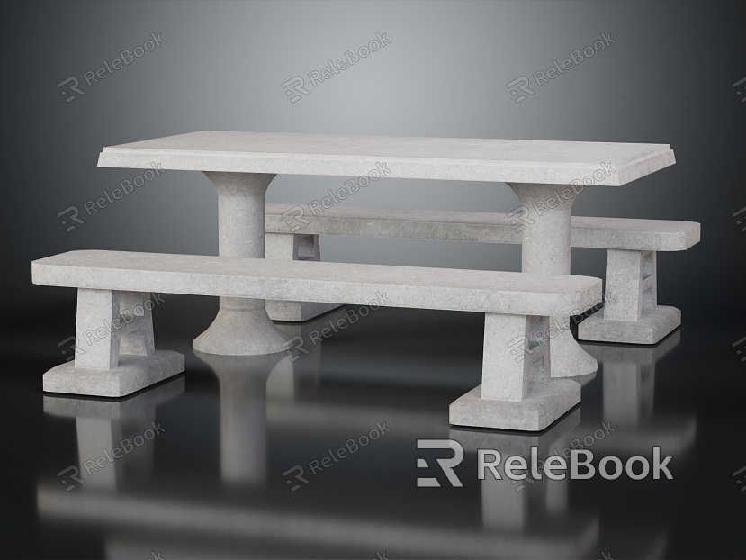 Modern Outdoor Table and Chair Stone Bench Table Stool model