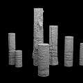Natural Birch Tree Trunks With Various Heights White Bark And Black Textures 3d model