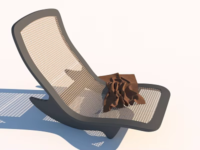 Stylish Modern Mesh Lounge Chair With Dark Frame And Brown Cushion 3d model