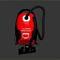 Red Vacuum Cleaner With Black Handle And Hose Bottom Wheels Design