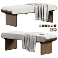 Modern Sofa Bench With Wooden Legs Upholstered Seat Throw Blanket And Color Options