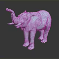 Light Blue Elephant Model Standing On Dark Background With Reflection 3d model