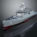 Modern Warship with Hull Number 12 Gray Exterior Radar Antenna and Sleek Design